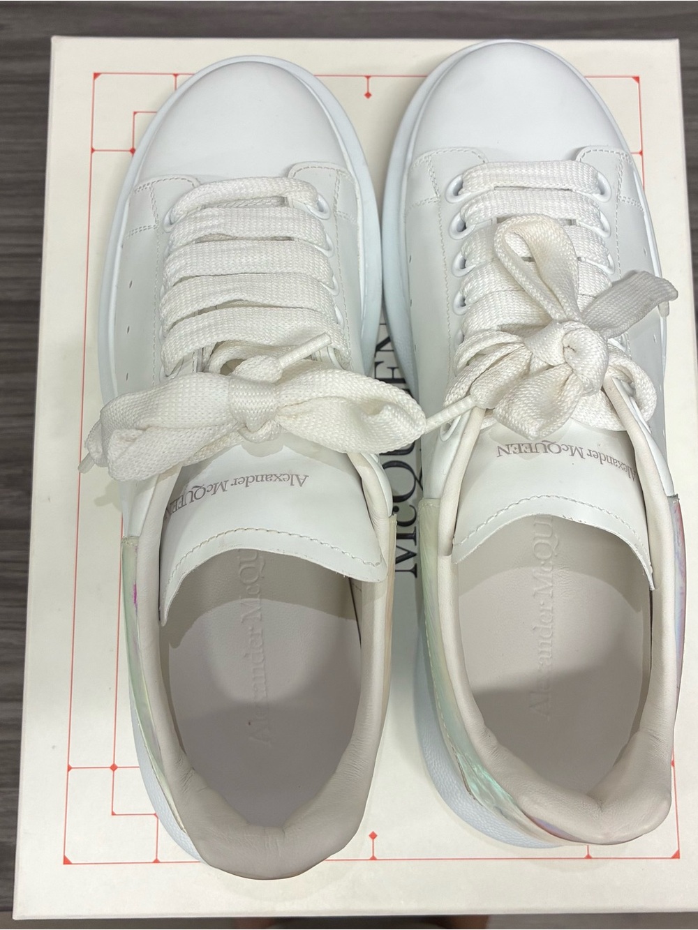 Alexander McQueen White Leather Oversized Lace Sneakers